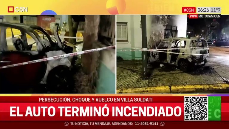 Persecución, choque e incendio en Villa Soldati: tres menores de edad robaron un auto y chocaron contra una vivienda